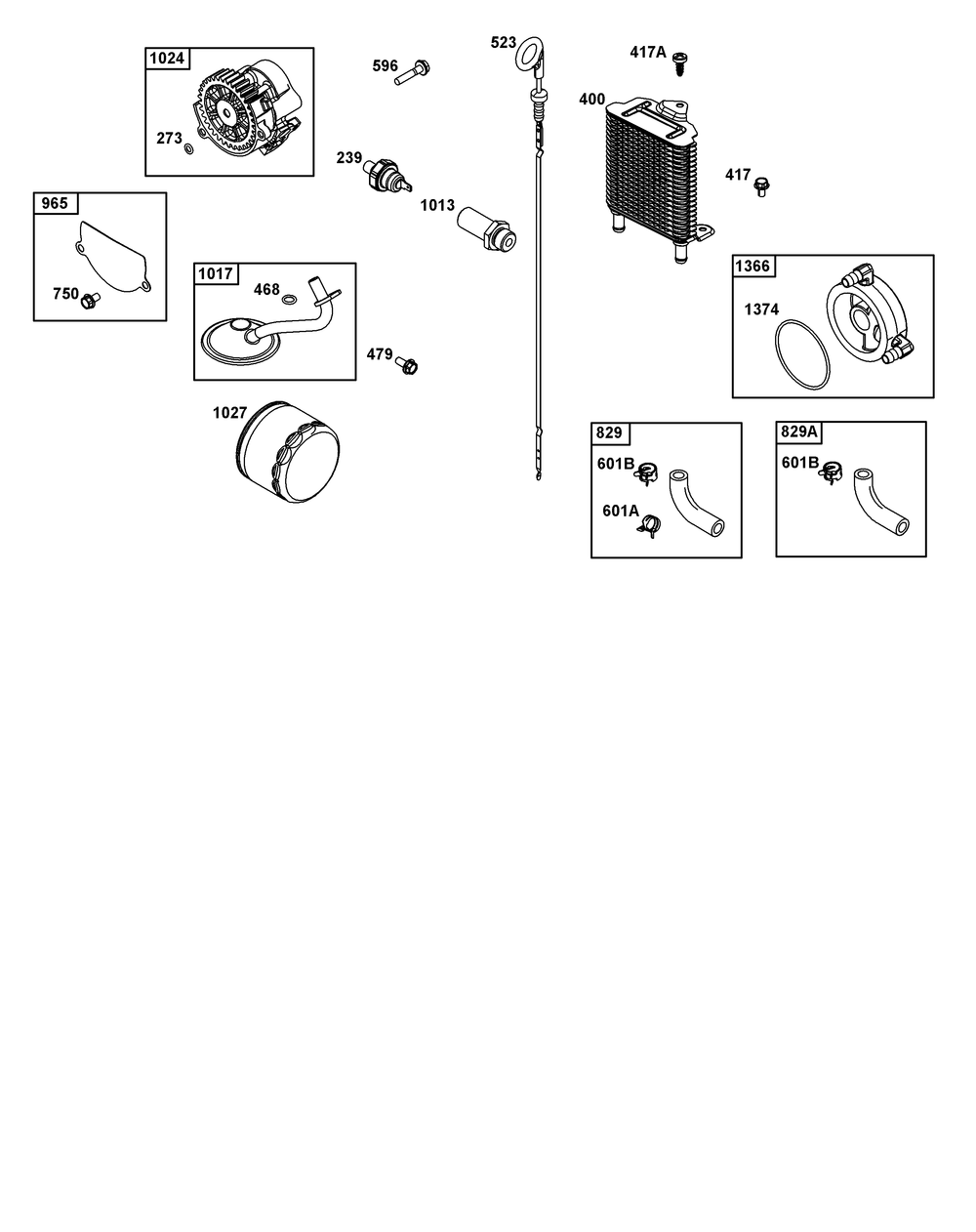 Lubrication Group Diagram and Parts List for 540477-2120-G1 400000 - 699999 Briggs and Stratton Engine